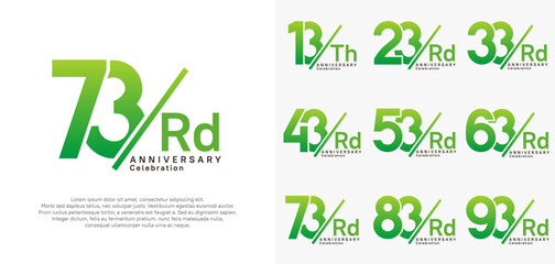 anniversary logo style vector set with slash green color can be use for celebration