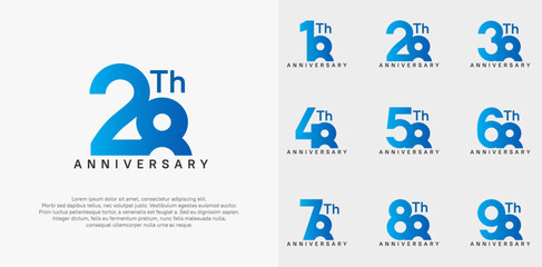 anniversary logotype vector design set blue color can be use for celebration day