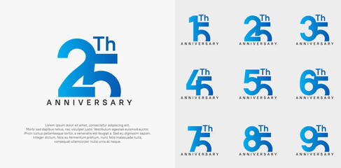 anniversary logotype vector design set blue color can be use for celebration day