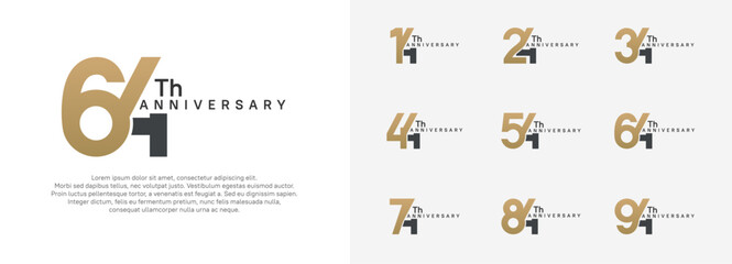 anniversary logotype vector set, brown and black color for celebration purpose