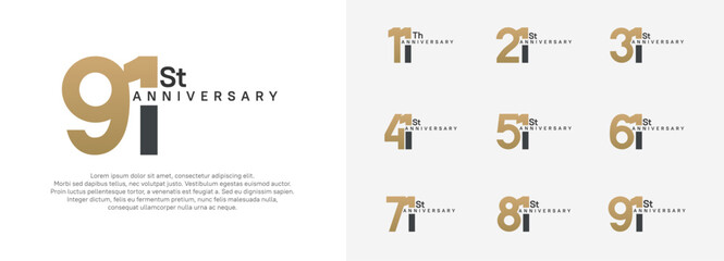 anniversary logotype vector set, brown and black color for celebration purpose