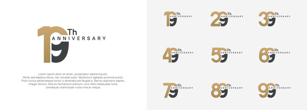 anniversary logotype vector set, brown and black color for celebration purpose