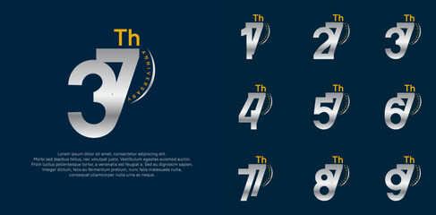 anniversary logotype vector set, silver and gold color can be use for special day celebration