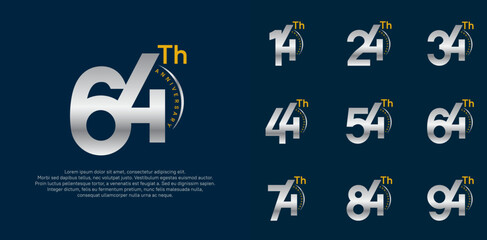 anniversary logotype vector set, silver and gold color can be use for special day celebration