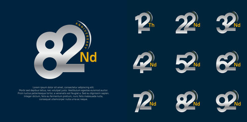 anniversary logotype vector set, silver and gold color can be use for special day celebration