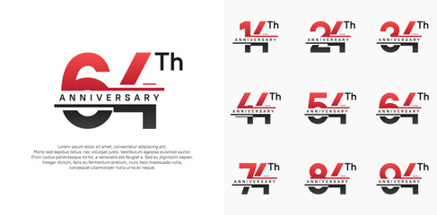 Obraz premium anniversary vector set design with black and red color for celebration day