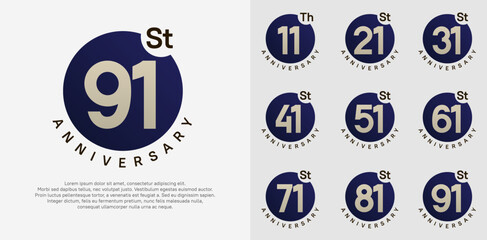 anniversary logotype vector set with blue color circle can be use for celebration moment