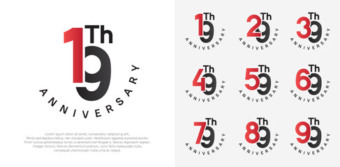 anniversary set vector design with red and black color for celebration moment