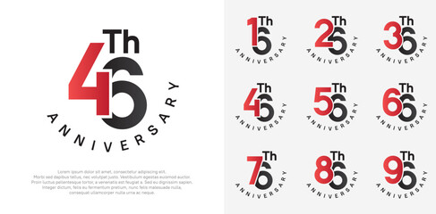 anniversary set vector design with red and black color for celebration moment