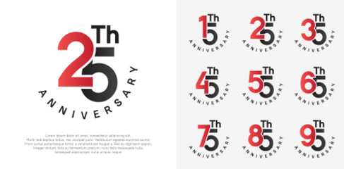 anniversary set vector design with red and black color for celebration moment