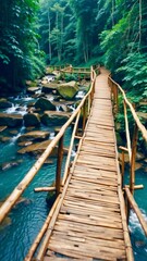 wooden bridge over river
