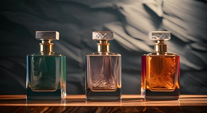 Niche perfume collection, elegant bottles with background space
