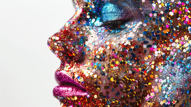  Glitter makeup arranged in mesmerizing patterns, shimmering with brilliance 