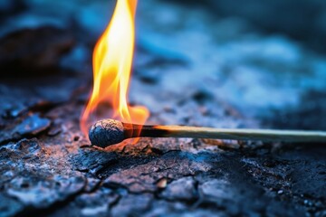 Close-up of a match during ignition. - obrazy, fototapety, plakaty