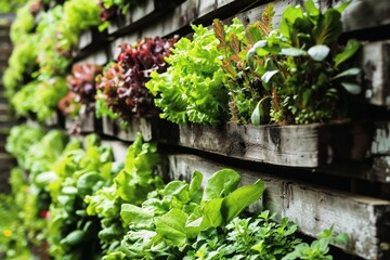 Growing vegetables in vertical gardening. - obrazy, fototapety, plakaty