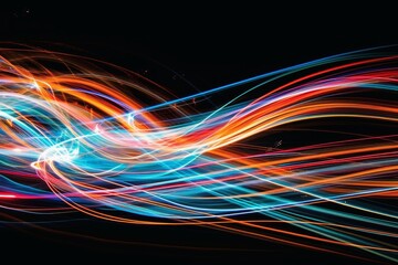 Colorful lightstreaks on a black background.