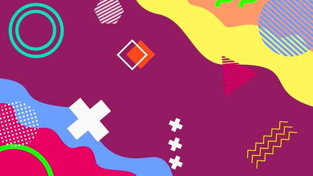 geometry background 4k with memphis style. retro abstract 80's 90's memphis style with geometry shape square, circle, dot, line element. 