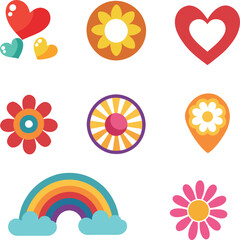 Fototapeta premium Pretty and lovely hipppie rainbow pride vector set 