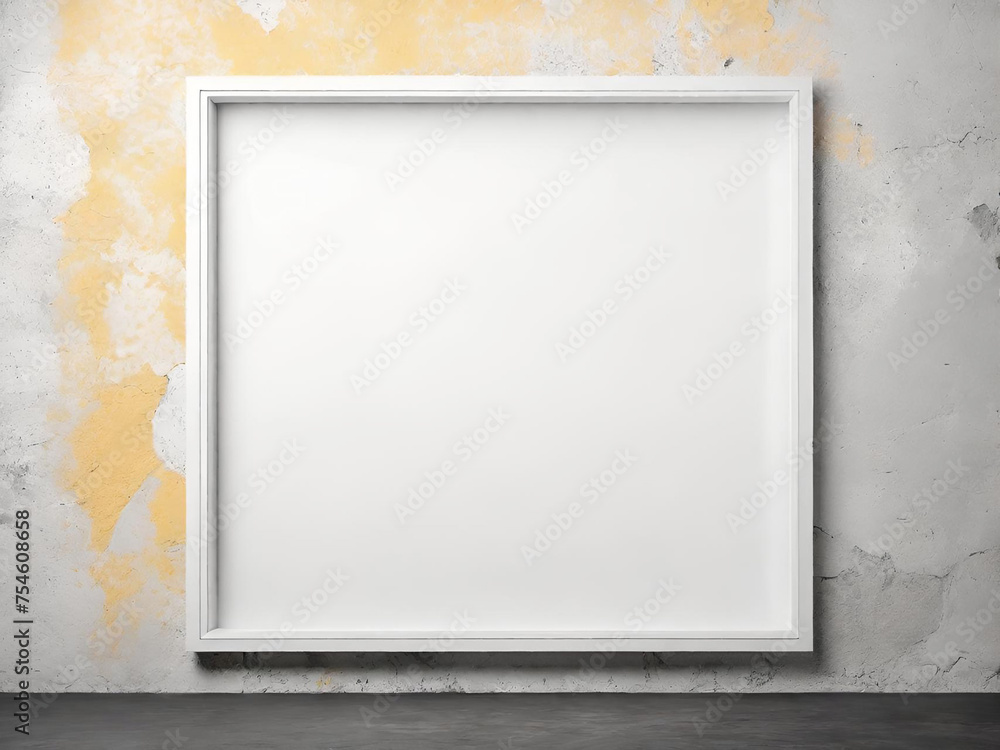 Canvas Prints blank modern picture frame on concrete wall background.