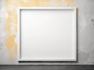 blank modern picture frame on concrete wall background.
