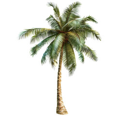 Serene beauty of a tropical palm tree, swaying gently in the warm ocean breeze. Transparent png, add your own background.