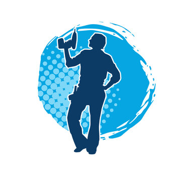 recommend clip art: 
                    Silhouette of man in construction worker costume carrying drill power tool. Silhouette of construction worker male in action pose with power tool driller. 