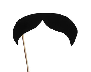 Fake paper mustache party prop against white background