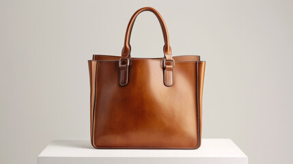 A sleek and minimalist handbag in a monochromatic color scheme, on a white background