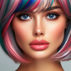portrait of a woman with colorful makeup