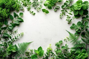 Obraz premium greenery surrounding white background