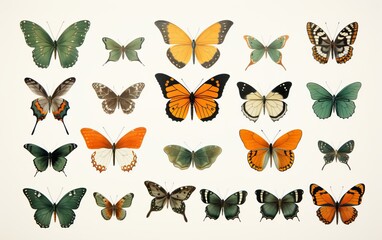 Fototapeta premium set of butterflies isolated