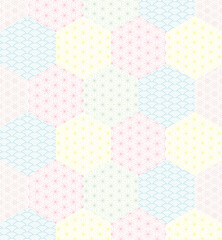 Japanese pattern background vector. colorful geometric cover design , poster, card and layout design. Abstract template design with line element.