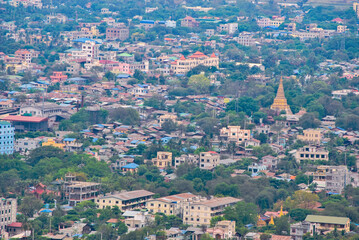 Fototapeta na wymiar The landscape of Mandalay, Myanmar colorful residential area