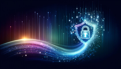 Cybersecurity assessment gracefully transforms with digital particles and serene patterns.