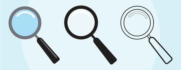 Magnifying glass vector illustration. Flat magnifying glass for concept design. Isolated vector illustration. Search icon vector. Search sign. Magnifying glass icon symbol isolated. Business concept.