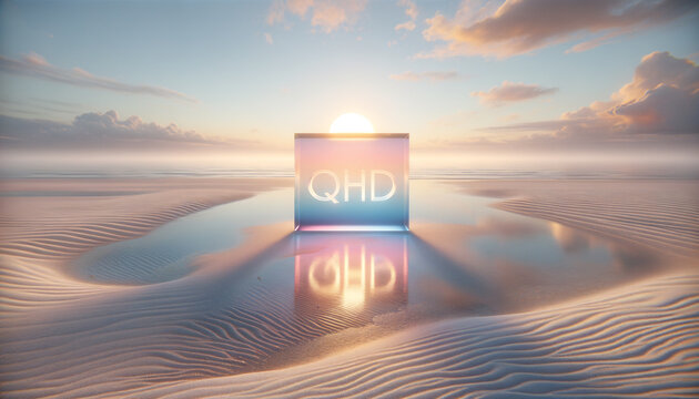 Tranquil Dawn: QHD Beachscape with Subtle Integration