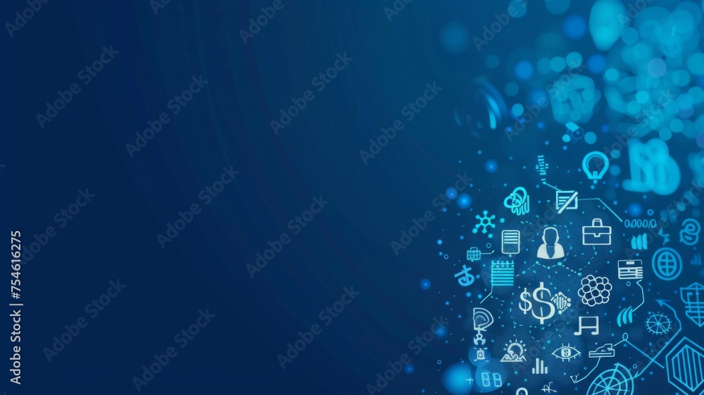 Poster abstract conceptual blue technology network background - blue technology background with interconnec