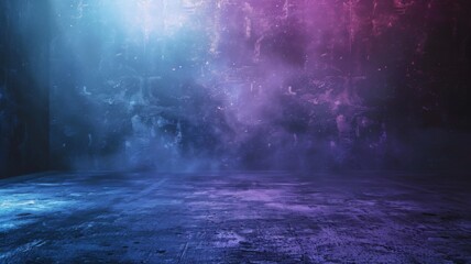 Abstract vibrant pink and blue smoke on stage - Vibrant pink and blue swirled smoke creates an abstract and mysterious atmosphere on an empty stage