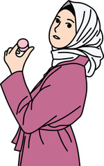 hijab girl with a skincare product