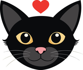 black-cat-head-add-some-love  vector.eps