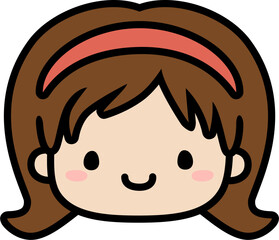 Cute Human Face Head in SVG Vector Illustration