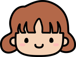 Cute Human Face Head in SVG Vector Illustration