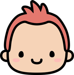Cute Human Face Head in SVG Vector Illustration