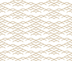 Wave Japanese seamless pattern. Wood cut style. Blue pattern and texture. Ocean texture.	