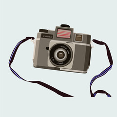 Retro camera in a Flat style. Vector.
