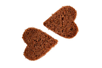 Slice of dark bread on a white background