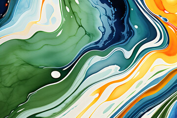 Closeup of abstract watercolor paint background texture with liquid fluid marbled paper texture banner texture. Generative AI (생성형 AI)