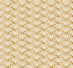 Wave Japanese seamless pattern. Wood cut style. Blue pattern and texture. Ocean texture