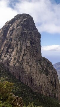 el roque agando in the island of la gormera spain in vertical