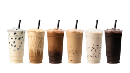 Badezimmer Foto Rückwand Mocha coffee ice cream milk shake on white isolated on clear png background and transparent background. food drink and dessert concept for cafe and restaurent, AI generative.  © Adisakdi